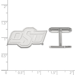 Sterling Silver Rhodium-plated LogoArt Oklahoma State University O-S-U Cuff Links