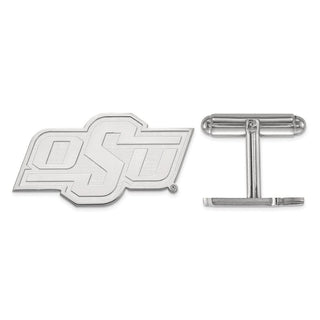 Sterling Silver Rhodium-plated LogoArt Oklahoma State University O-S-U Cuff Links