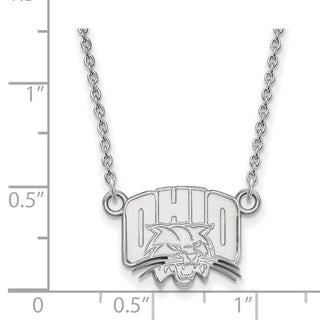 10k White Gold LogoArt Ohio University Small Pendant 18 inch Necklace