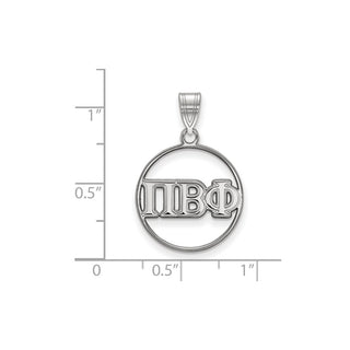 Sterling Silver Rhodium-plated LogoArt Pi Beta Phi Sorority Greek Letters Medium Circle Pendant