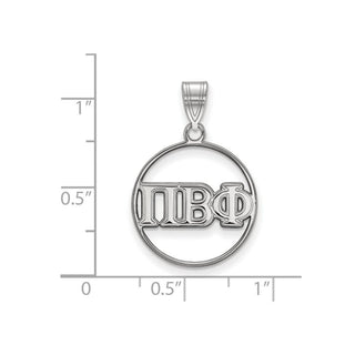 Sterling Silver Rhodium-plated LogoArt Pi Beta Phi Sorority Greek Letters Medium Circle Pendant