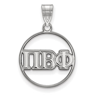 Sterling Silver Rhodium-plated LogoArt Pi Beta Phi Sorority Greek Letters Medium Circle Pendant