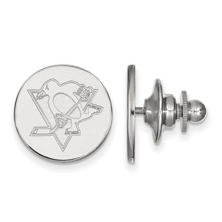 Sterling Silver Rhodium-plated NHL LogoArt Pittsburgh Penguins Lapel Pin