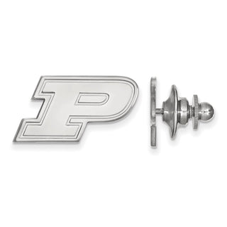 Sterling Silver Rhodium-plated LogoArt Purdue University Letter P Lapel Pin