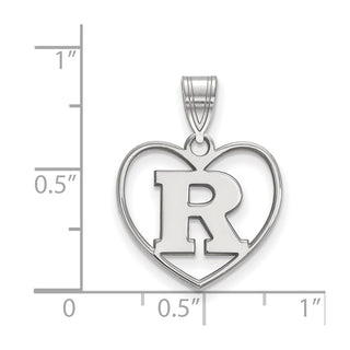 Sterling Silver Rhodium-plated LogoArt Rutgers University Letter R Heart Pendant