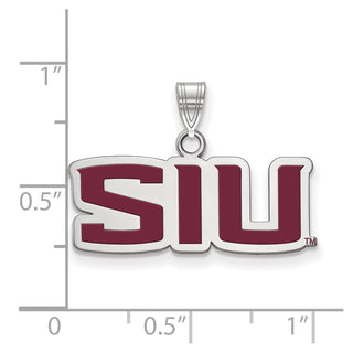 Sterling Silver Rhodium-plated LogoArt Southern Illinois University S-I-U Small Enameled Pendant