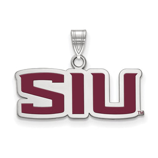 Sterling Silver Rhodium-plated LogoArt Southern Illinois University S-I-U Small Enameled Pendant
