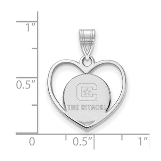 Sterling Silver Rhodium-plated LogoArt The Citadel Pendant in Heart