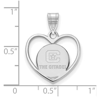 Sterling Silver Rhodium-plated LogoArt The Citadel Pendant in Heart