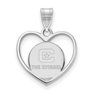 Sterling Silver Rhodium-plated LogoArt The Citadel Pendant in Heart