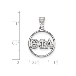 Sterling Silver Rhodium-plated LogoArt Theta Phi Alpha Sorority Greek Letters Medium Circle Pendant