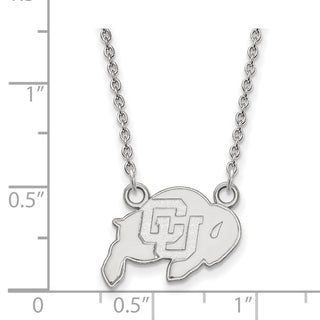 14k White Gold LogoArt University of Colorado Buffalo Small Pendant 18 inch Necklace