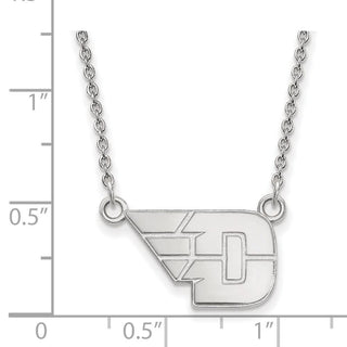 Sterling Silver Rhodium-plated LogoArt University of Dayton Small Pendant 18 inch Necklace