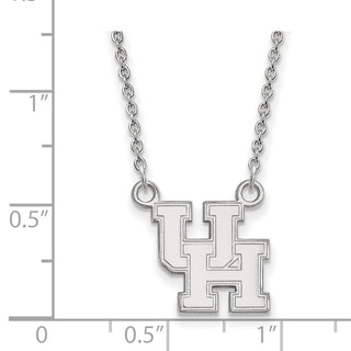 14k White Gold LogoArt University of Houston U-H Small Pendant 18 inch Necklace