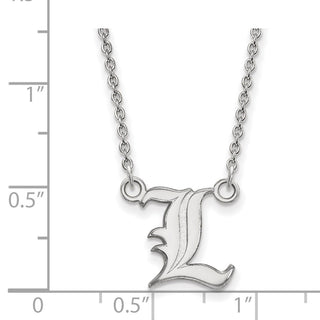 Sterling Silver Rhodium-plated LogoArt University of Louisville Letter L Small Pendant 18 inch Necklace