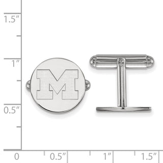 Sterling Silver Rhodium-plated LogoArt University of Michigan Letter M Cuff Links