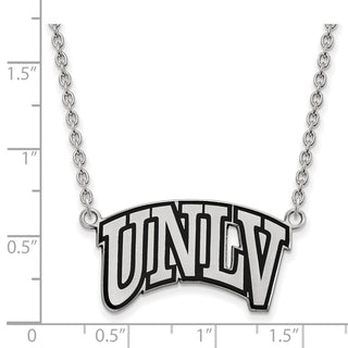 Sterling Silver Rhodium-plated LogoArt University of Nevada-Las Vegas U-N-L-V Large Enameled Pendant 18 inch Necklace