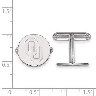 Sterling Silver Rhodium-plated LogoArt University of Oklahoma O-U Cuff Links