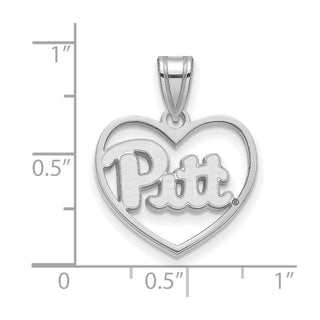 Sterling Silver Rhodium-plated LogoArt University of Pittsburgh Pendant in Heart