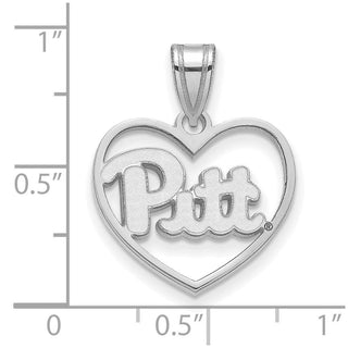 Sterling Silver Rhodium-plated LogoArt University of Pittsburgh Pendant in Heart