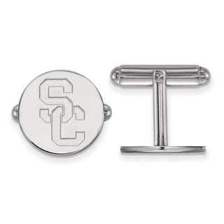 Sterling Silver Rhodium-plated LogoArt University of Southern California S-C Cuff Links