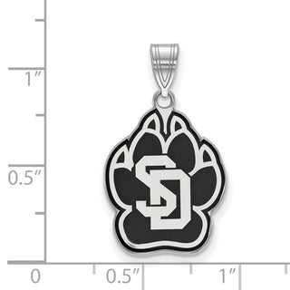 Sterling Silver Rhodium-plated LogoArt University of South Dakota Large Enameled Pendant