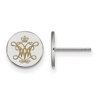 Sterling Silver Rhodium-plated LogoArt College of William and Mary Extra Small Enameled Disc Earrings