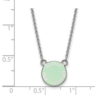 Sterling Silver Rhodium-plated LogoArt Alpha Epsilon Phi Extra Sorority Text Small Color Enamel Pendant 18 inch Necklace SS012AEP-18