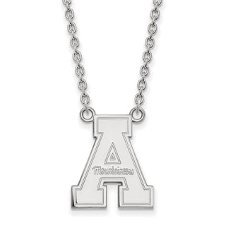 Sterling Silver Rhodium-plated LogoArt Appalachian State University Large Pendant 18 inch Necklace