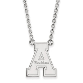 Sterling Silver Rhodium-plated LogoArt Appalachian State University Large Pendant 18 inch Necklace