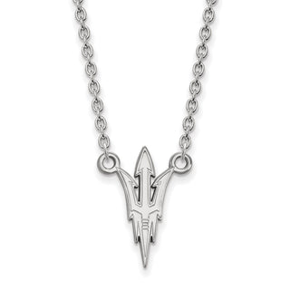 10k White Gold LogoArt Arizona State University Pitchfork Large Pendant 18 inch Necklace