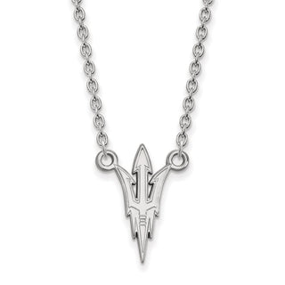 Sterling Silver Rhodium-plated LogoArt Arizona State University Pitchfork Large Pendant 18 inch Necklace
