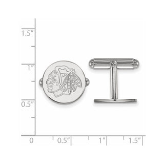 Sterling Silver Rhodium-plated NHL LogoArt Chicago Blackhawks Cuff Links