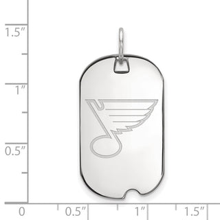 Sterling Silver Rhodium-plated NHL LogoArt St. Louis Blues Small Dog Tag Pendant