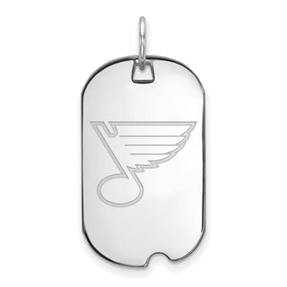 Sterling Silver Rhodium-plated NHL LogoArt St. Louis Blues Small Dog Tag Pendant