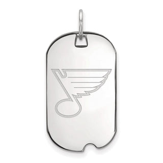 Sterling Silver Rhodium-plated NHL LogoArt St. Louis Blues Small Dog Tag Pendant