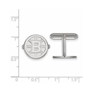 Sterling Silver Rhodium-plated NHL LogoArt Boston Bruins Cuff Links