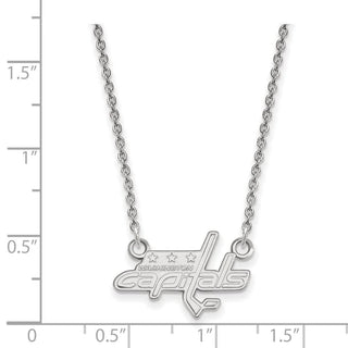Sterling Silver Rhodium-plated NHL LogoArt Washington Capitals Small Pendant 18 inch Necklace