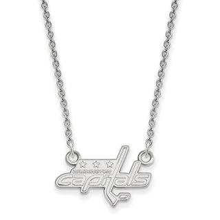 14k White Gold NHL LogoArt Washington Capitals Small Pendant 18 inch Necklace