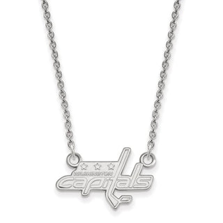 10k White Gold NHL LogoArt Washington Capitals Small Pendant 18 inch Necklace