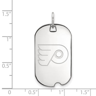 Sterling Silver Rhodium-plated NHL LogoArt Philadelphia Flyers Small Dog Tag Pendant