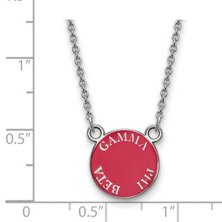 Sterling Silver Rhodium-plated LogoArt Gamma Phi Beta Sorority Text Small Color Enamel Pendant 18 inch Necklace SS012GPB-18