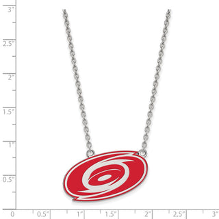 Sterling Silver Rhodium-plated NHL LogoArt Carolina Hurricanes Large Enameled Pendant 18 inch Necklace