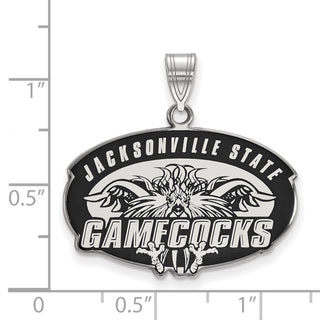 Sterling Silver Rhodium-plated LogoArt Jacksonville State University Large Enameled Pendant