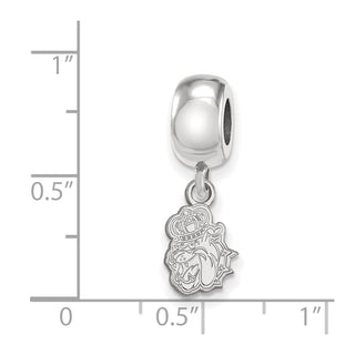 Sterling Silver Rhodium-plated LogoArt James Madison University Duke Dog Extra Small Dangle Bead Charm