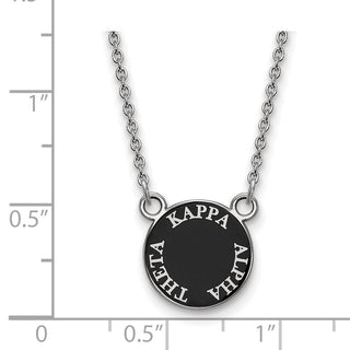 Sterling Silver Rhodium-plated LogoArt Kappa Alpha Theta Sorority Text Small Color Enamel Pendant 18 inch Necklace SS012KAT-18