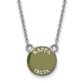 Sterling Silver Rhodium-plated LogoArt Kappa Delta Sorority Text Small Color Enamel Pendant 18 inch Necklace SS012KD-18