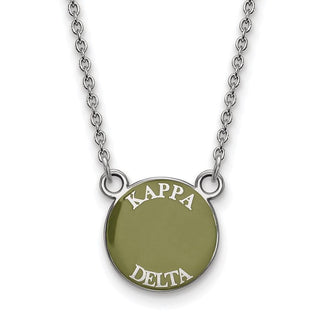 Sterling Silver Rhodium-plated LogoArt Kappa Delta Sorority Text Small Color Enamel Pendant 18 inch Necklace SS012KD-18