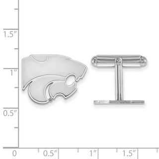 Sterling Silver Rhodium-plated LogoArt Kansas State University Wildcat Cuff Links
