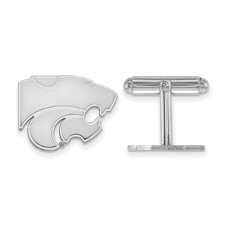 Sterling Silver Rhodium-plated LogoArt Kansas State University Wildcat Cuff Links